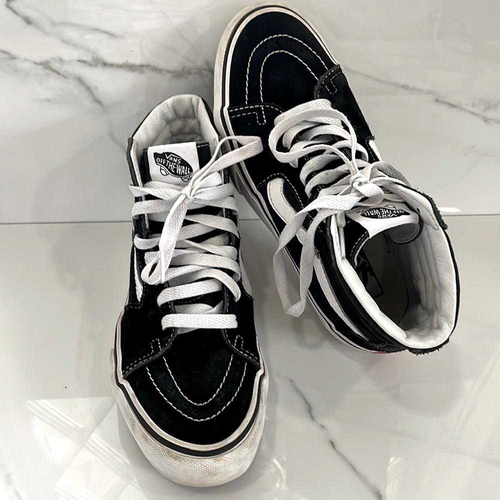 Vans Black and White Sk8-Hi High Top Sneakers